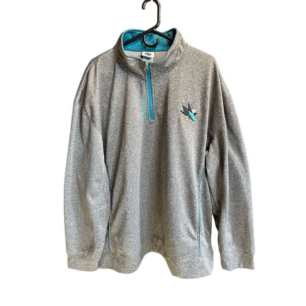 NHL San Jose Sharks Hockey Gray 1/4 Zip Pullover Sweatshirt | Size 2XL